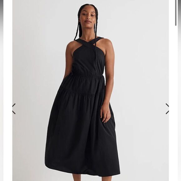 Madewell Poplin Halter Tiered Midi Dress - Picture 1 of 6